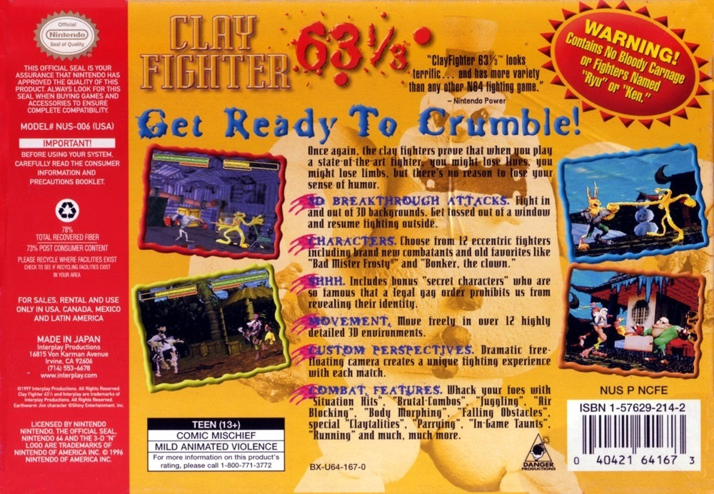 Clay Fighter 63 1/3 - Nintendo 64 - Retro Island Gaming