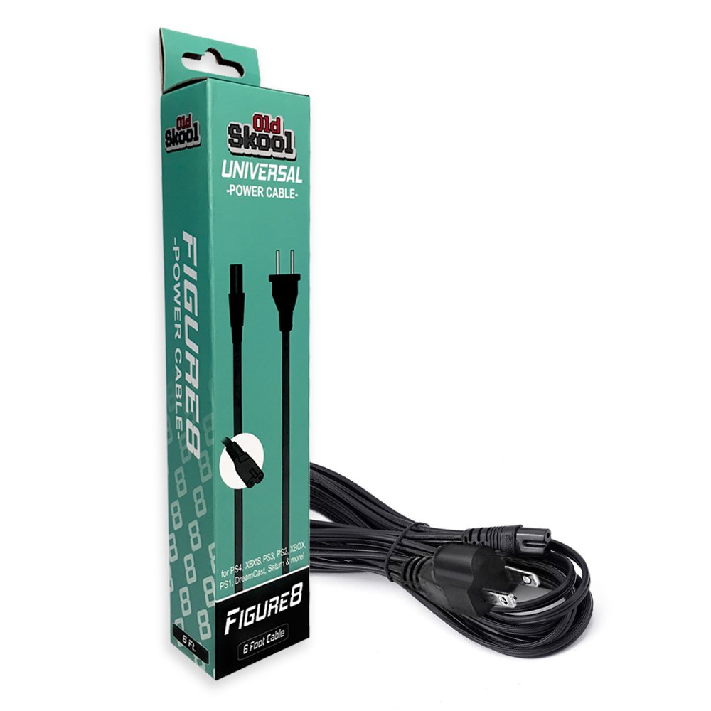 Universal Figure 8 AC Power Cable - Old Skool - Retro Island Gaming