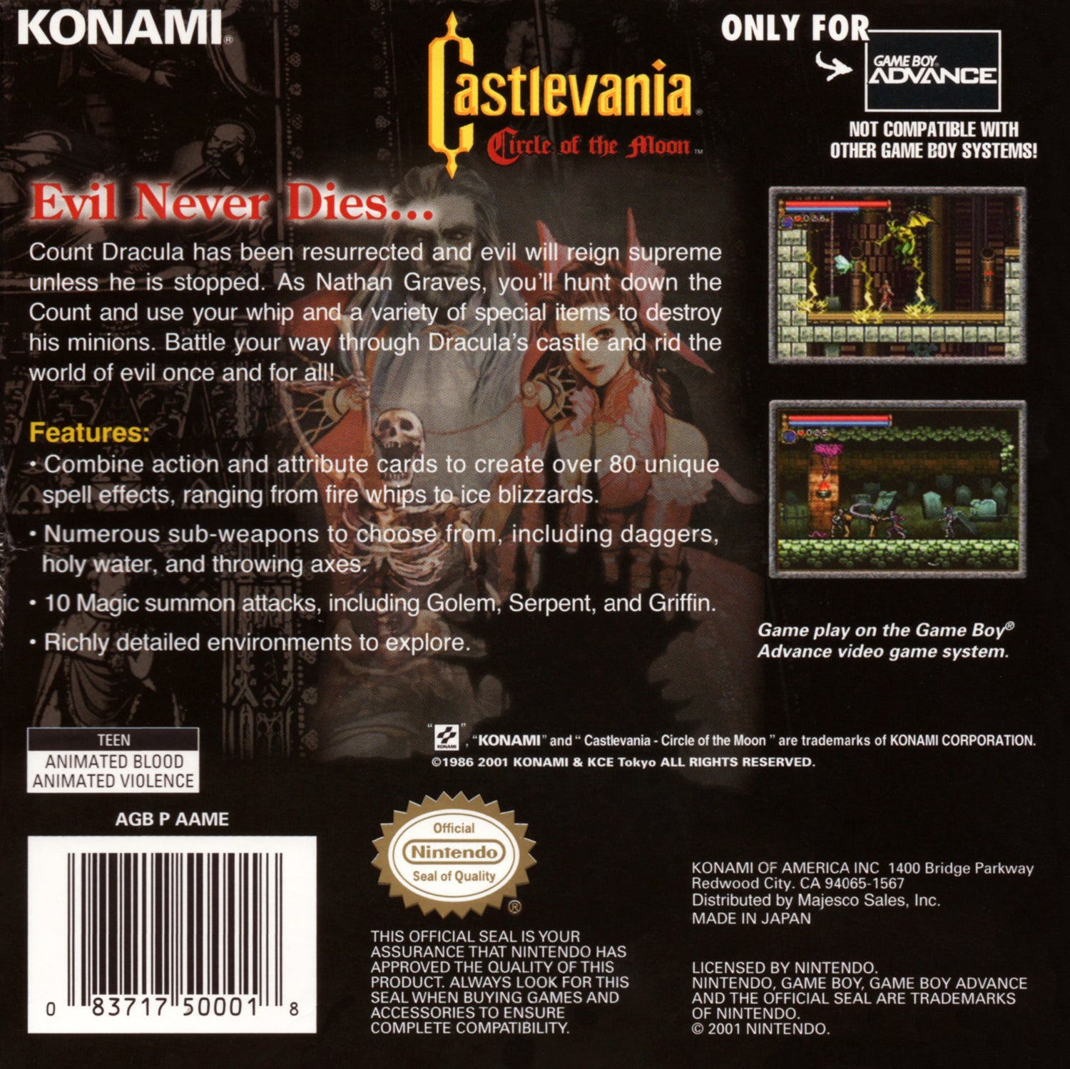 Castlevania Circle of the Moon - GameBoy Advance