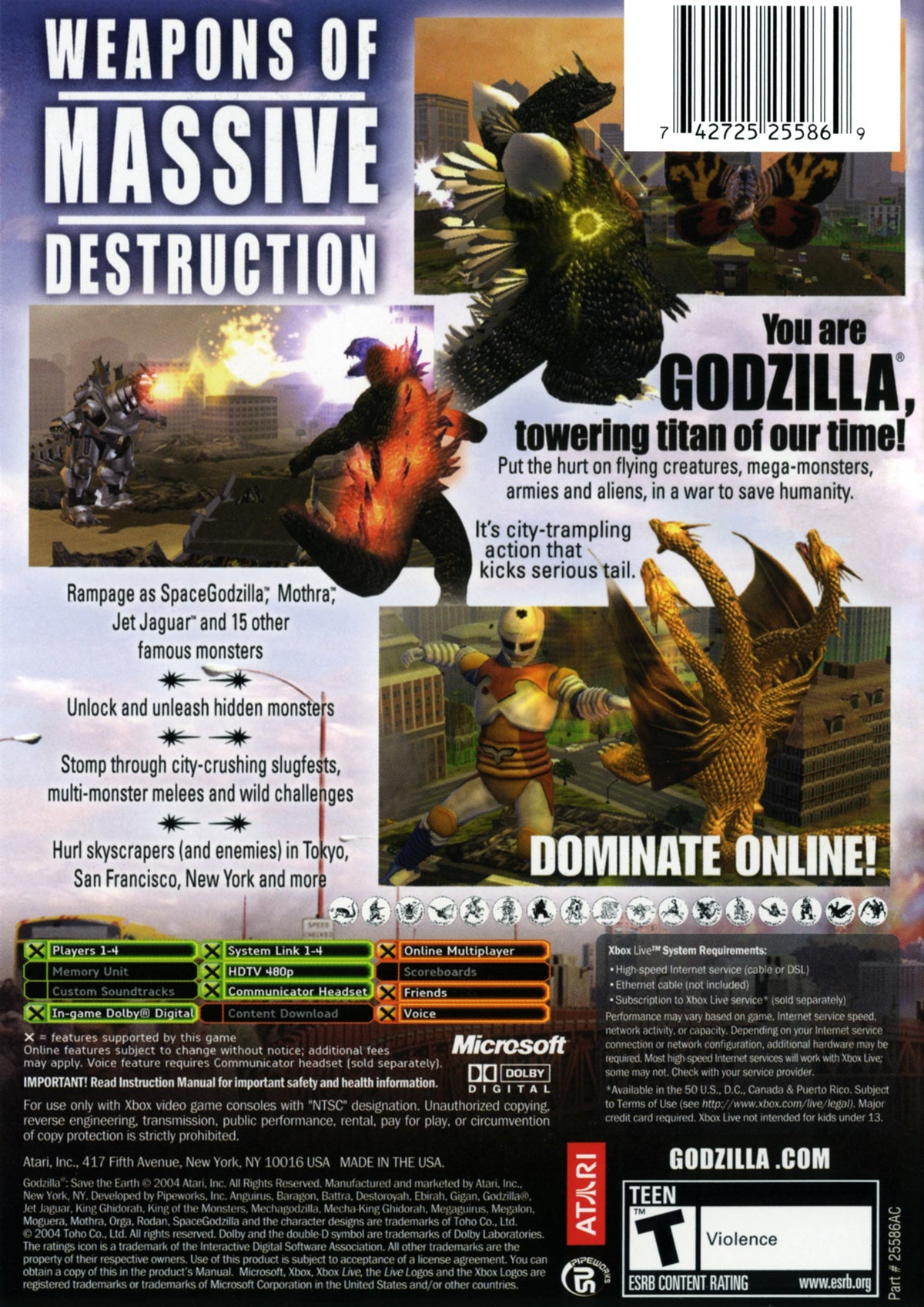 Godzilla Save the Earth - Xbox
