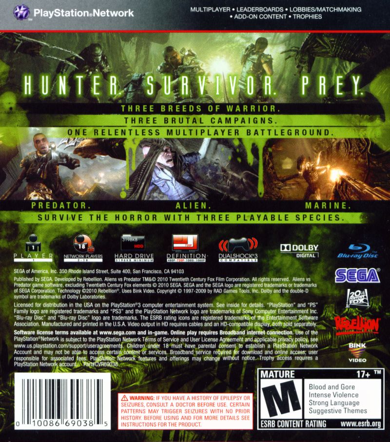 Aliens vs. Predator - Playstation 3