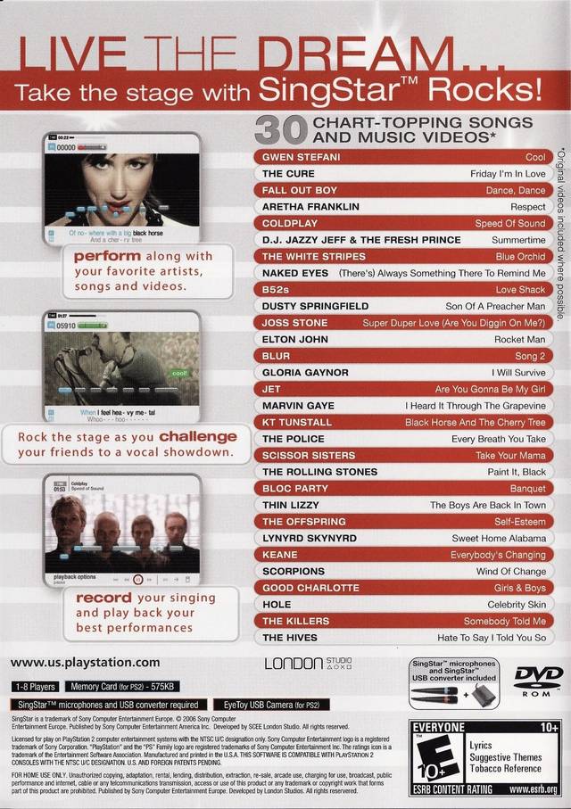Singstar Rocks - Playstation 2