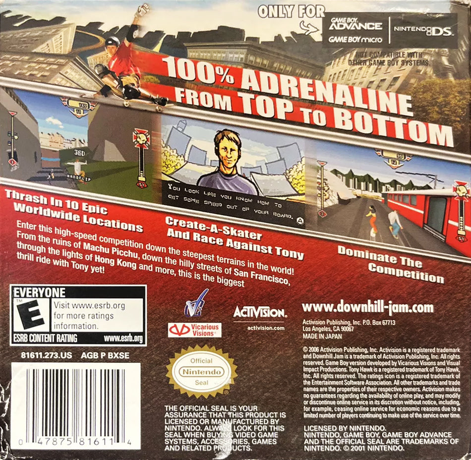 Tony Hawk Downhill Jam - GameBoy Advance