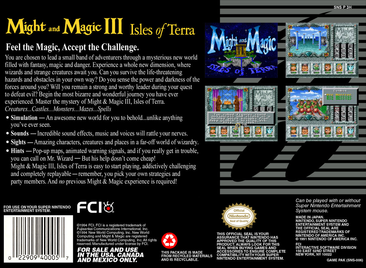 Might and Magic III Isles of Terra - Super Nintendo