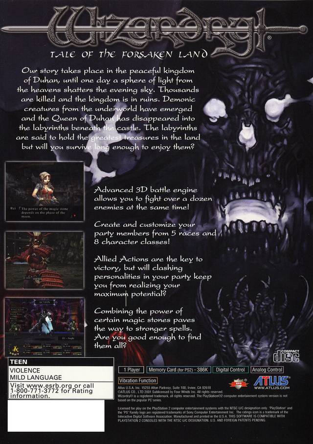 Wizardry Tale of the Foresaken Land - Playstation 2