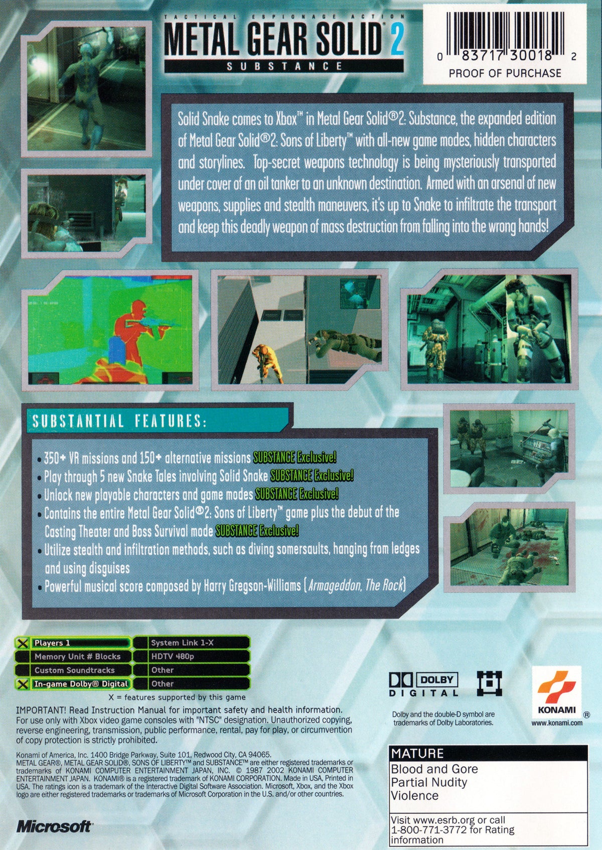 Metal Gear Solid 2: Substance - Xbox