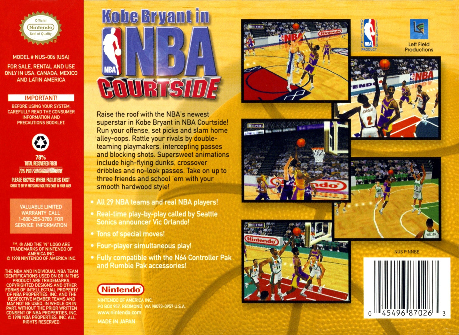 Kobe Bryant in NBA Courtside - Nintendo 64
