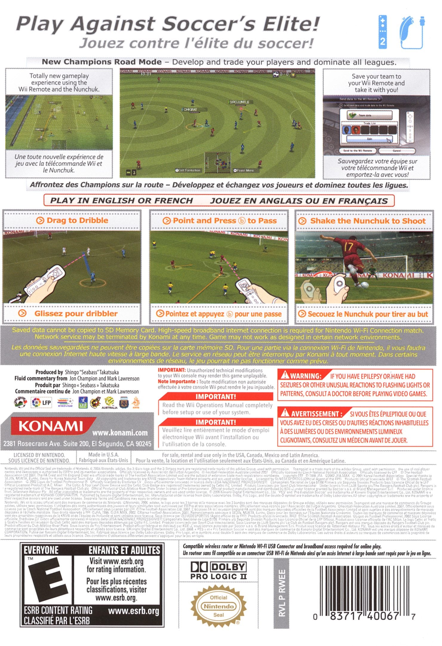 Pro Evolution Soccer 2008 - Wii
