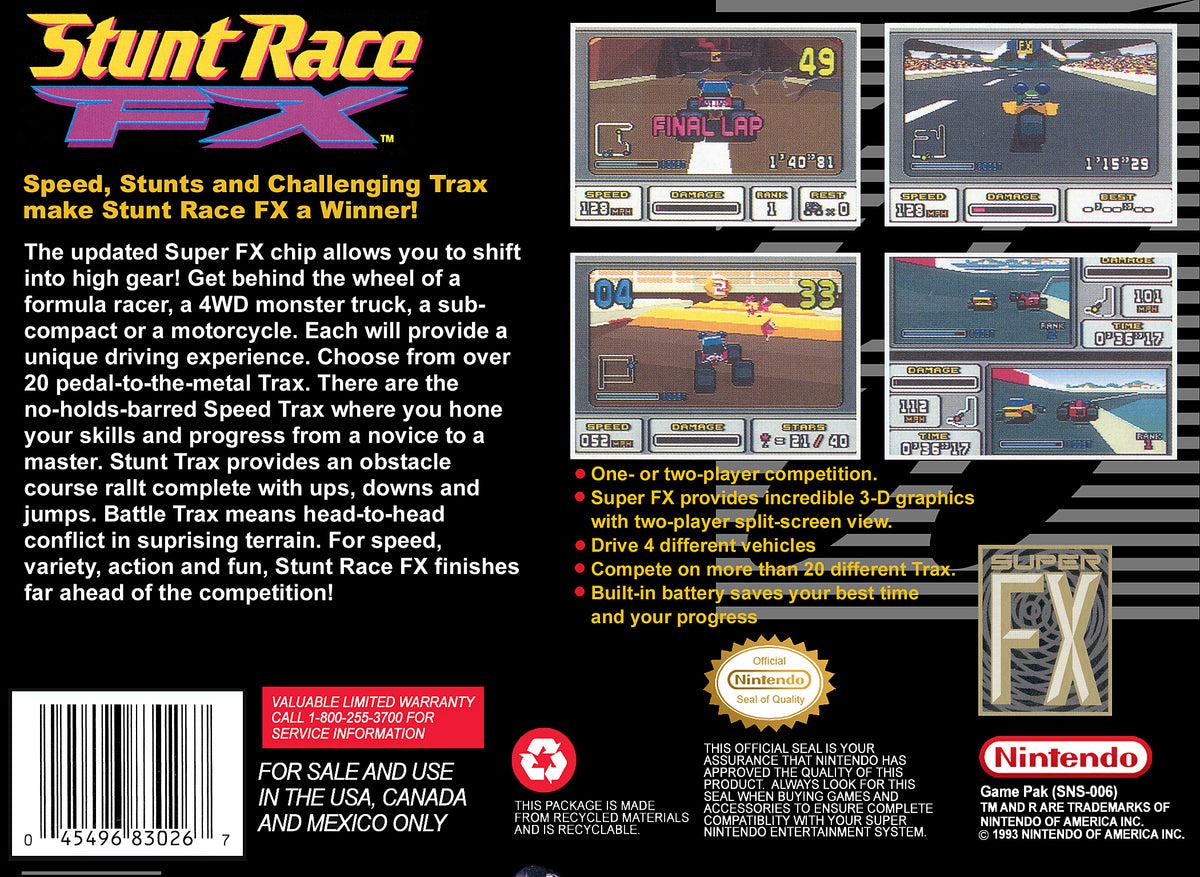 Stunt Race FX - Super Nintendo - Retro Island Gaming