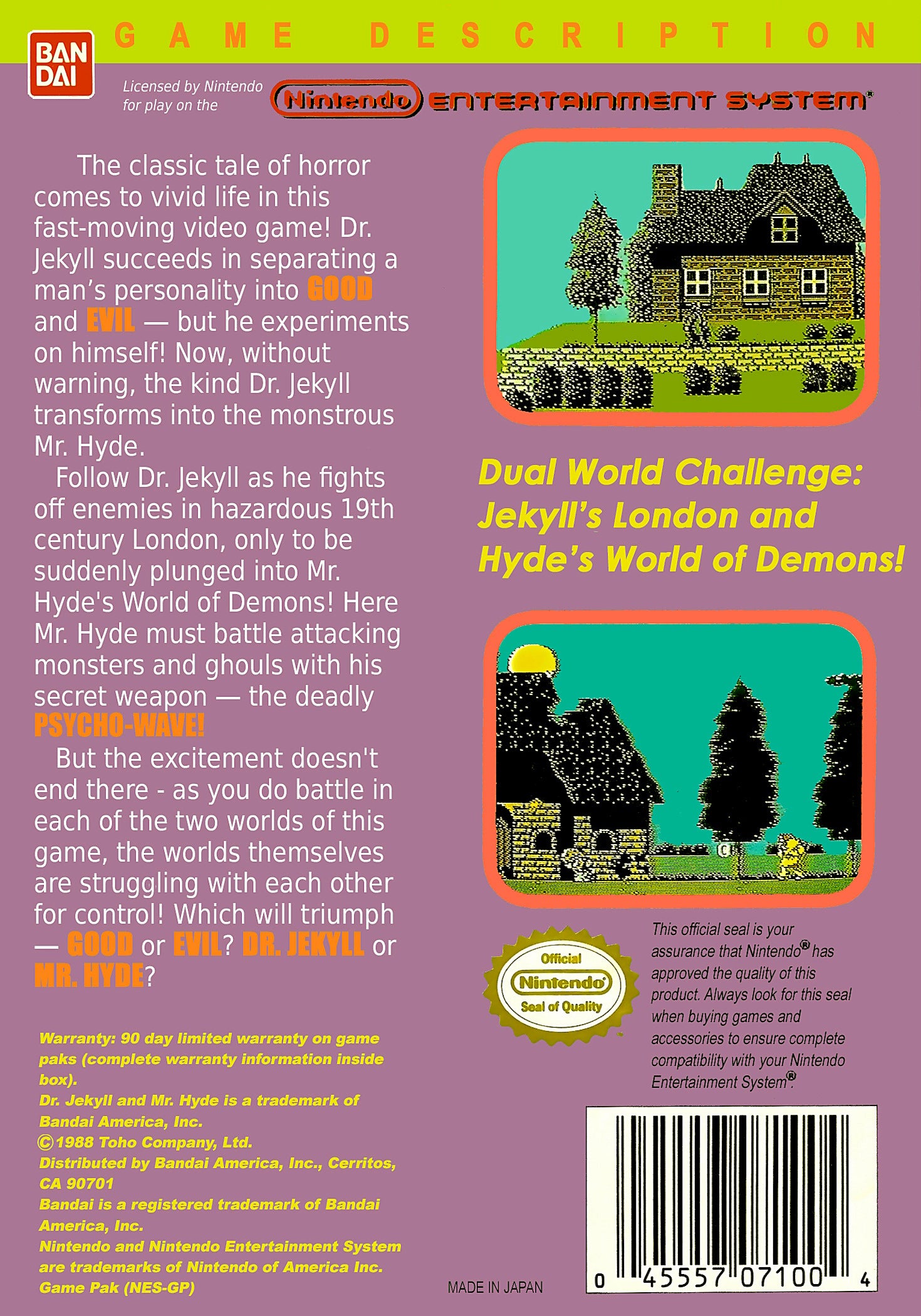 Dr Jekyll and Mr Hyde - NES