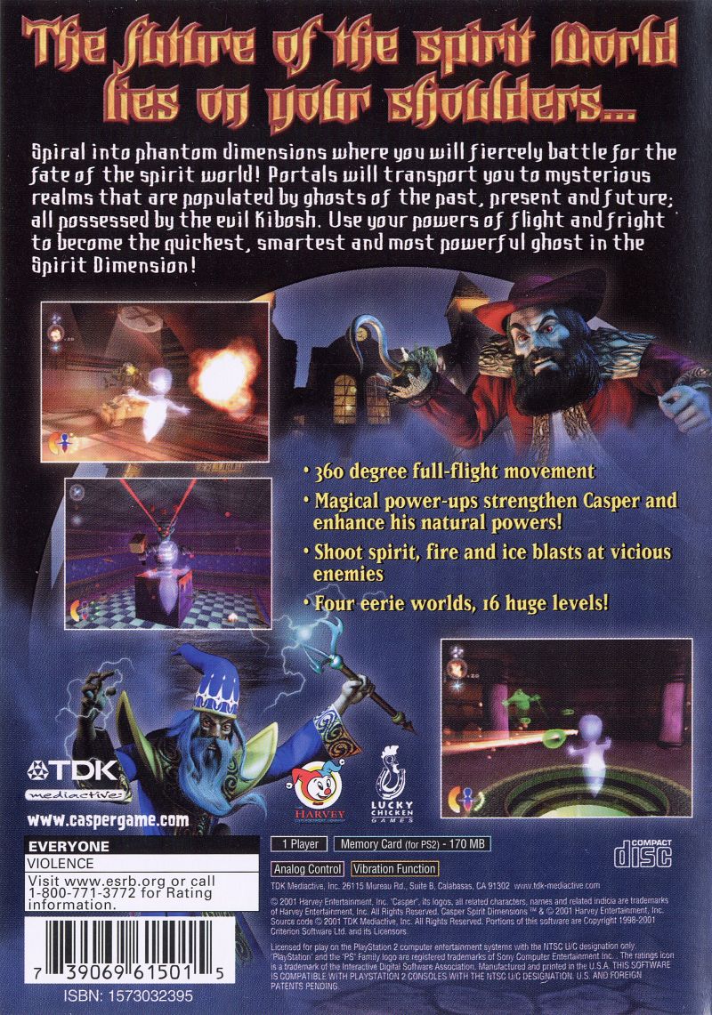 Dimensiones del espíritu de Casper - Playstation 2