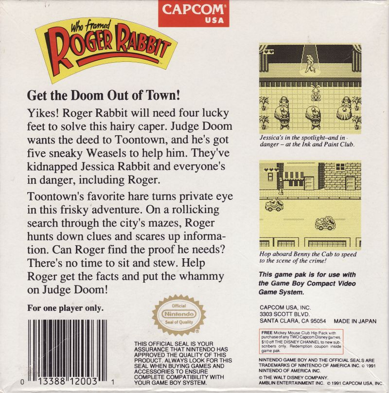 Who Framed Roger Rabbit - GameBoy