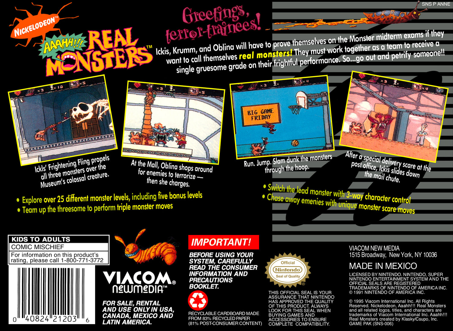 AAAHH Real Monsters - Super Nintendo