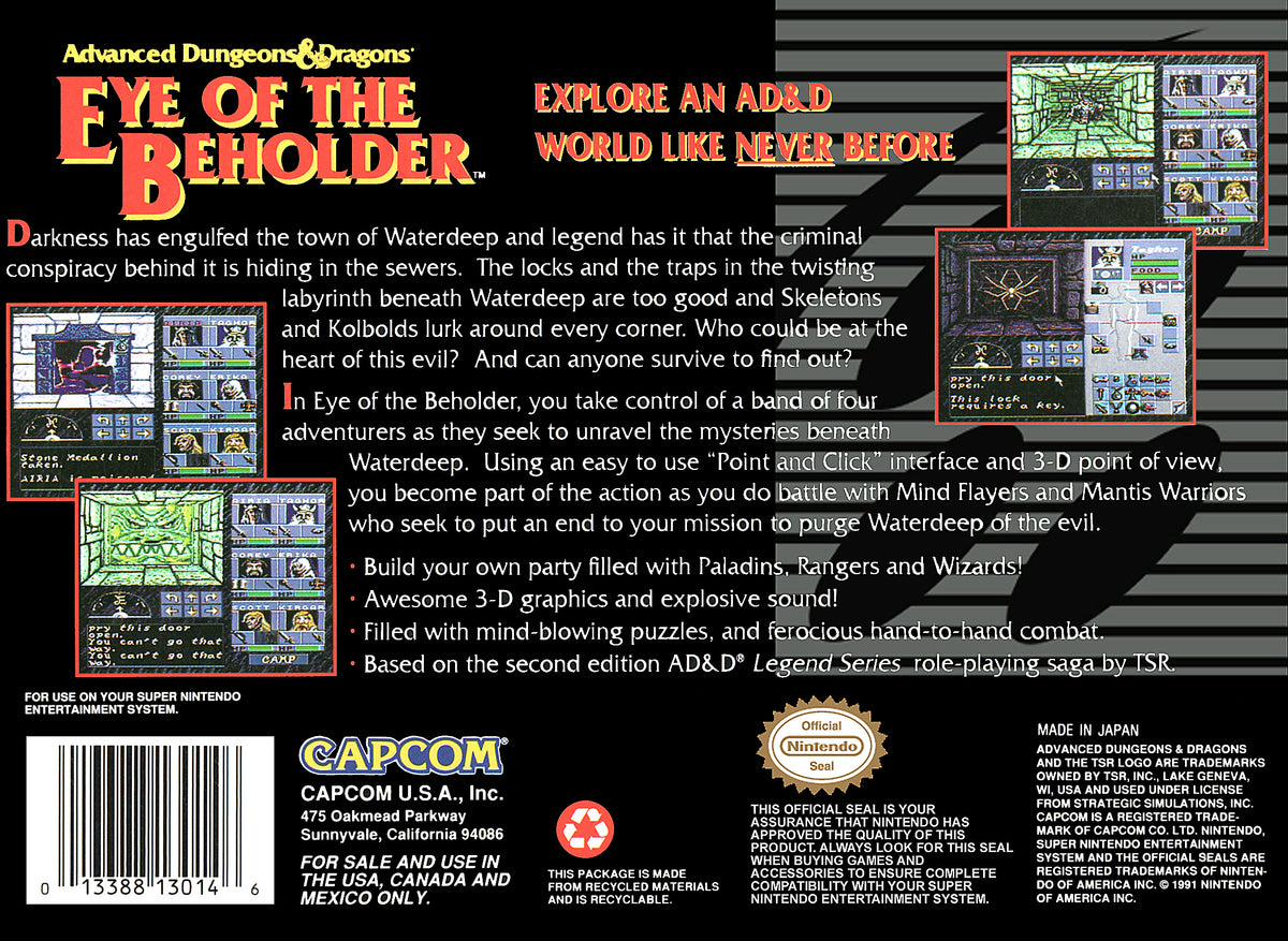 Advanced Dungeons & Dragons Eye of the Beholder - Super Nintendo
