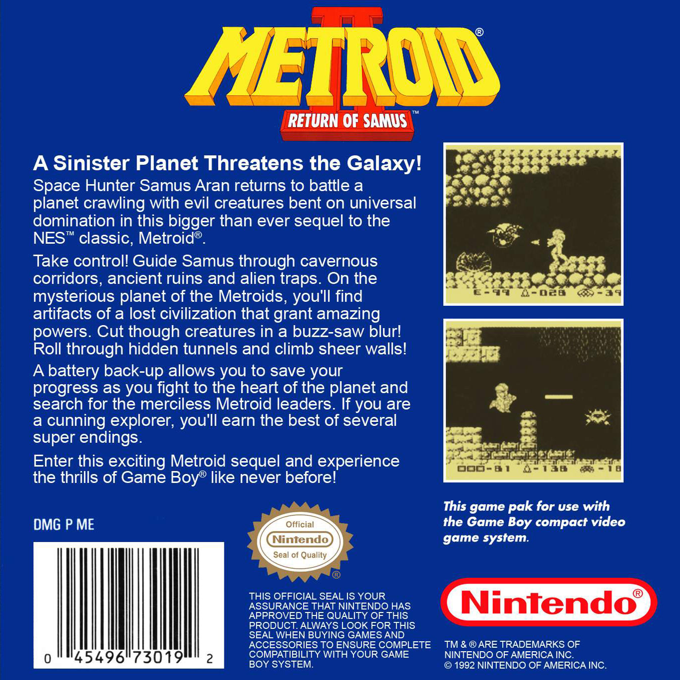 Metroid 2 Return of Samus - GameBoy