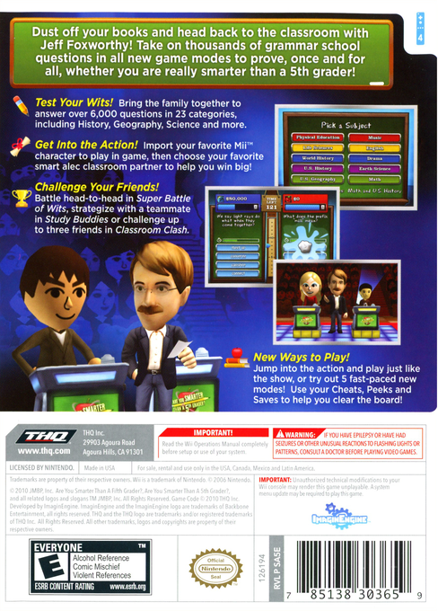 Are You Smarter Than A 5th Grader? Back to School - Wii