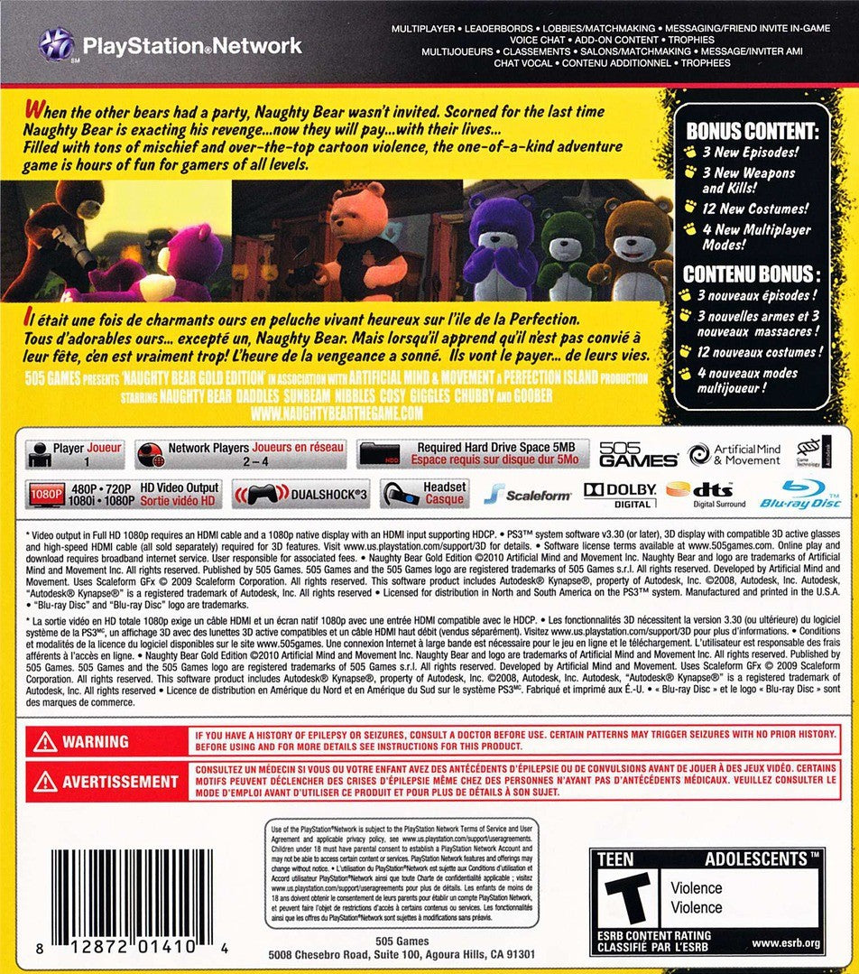 Naughty Bear: Gold Edition - Playstation 3