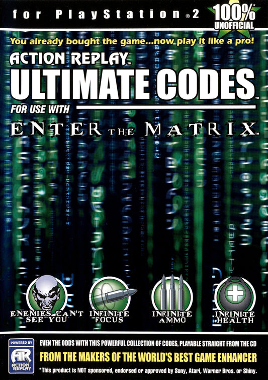 Action Replay Ultimate Codes: Enter The Matrix - Playstation 2 - Retro Island Gaming