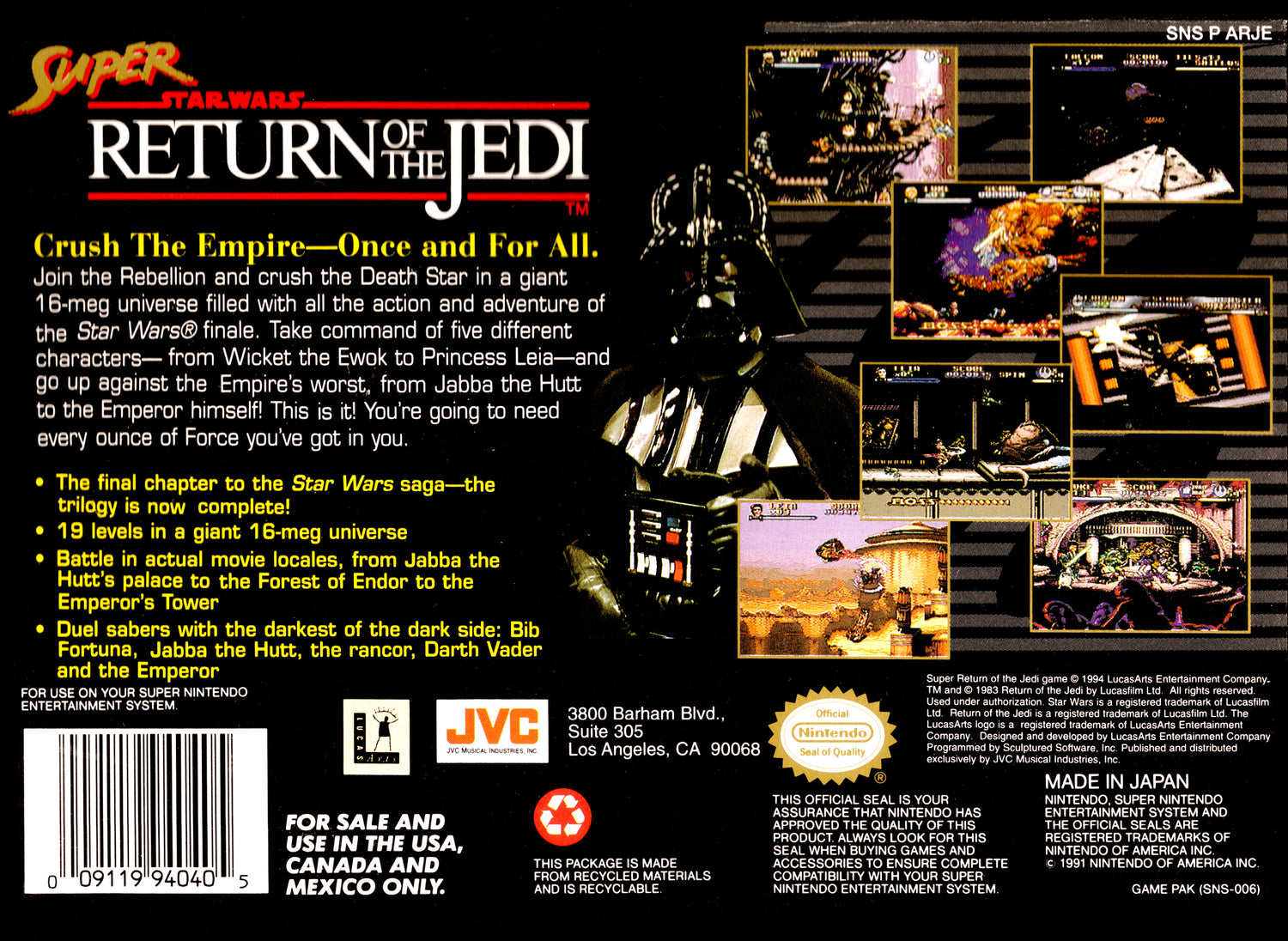 Super Star Wars: Return Of The Jedi [JVC] - Super Nintendo