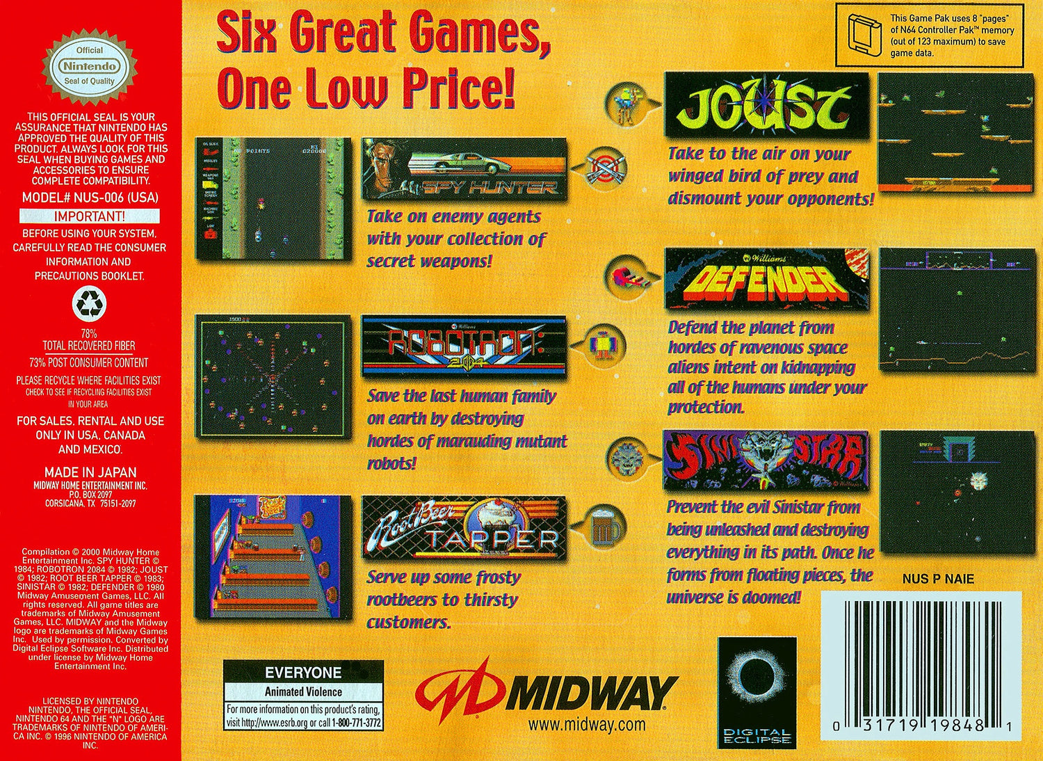 Los mejores éxitos arcade de Midway Vol. 1 - Nintendo 64