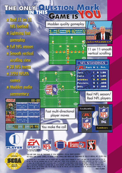 Madden 95 - Sega Game Gear