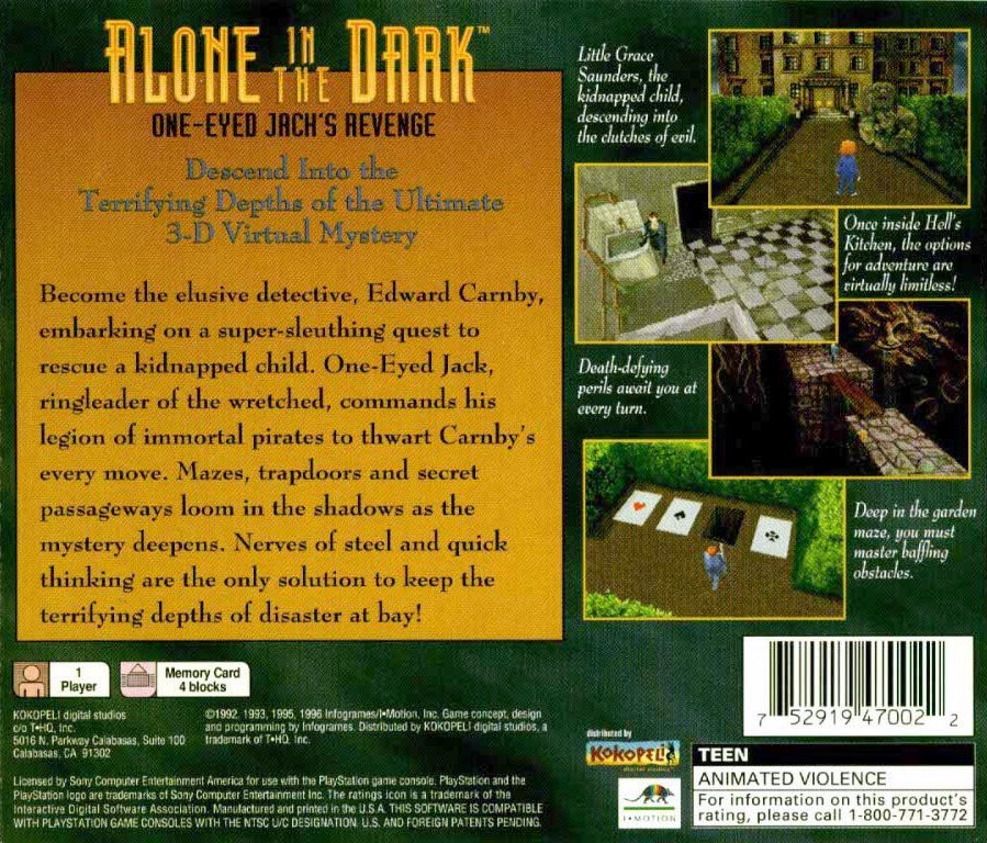 Alone In The Dark One Eyed Jack's Revenge - Playstation - Retro Island Gaming