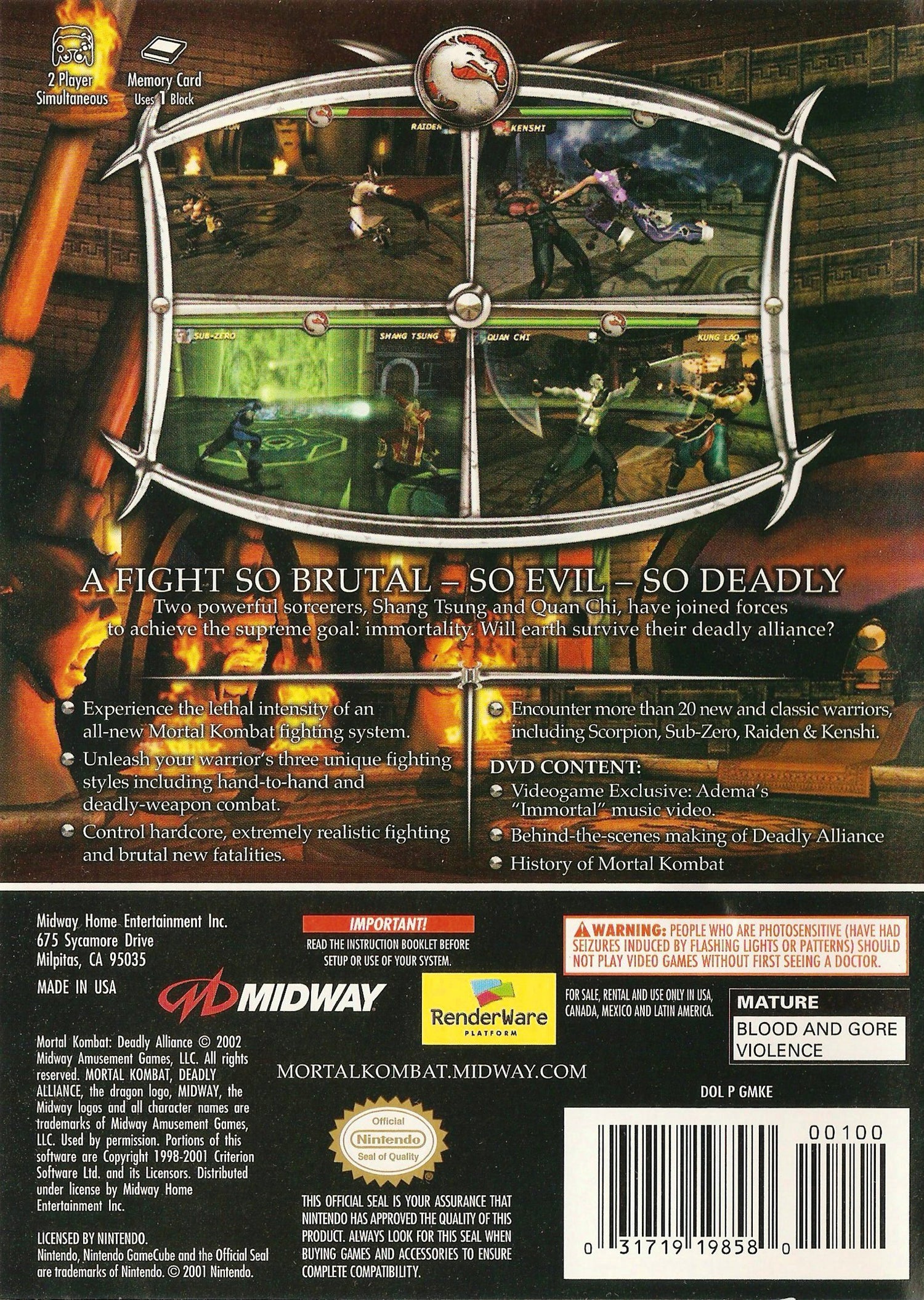 Mortal Kombat Deadly Alliance - Gamecube