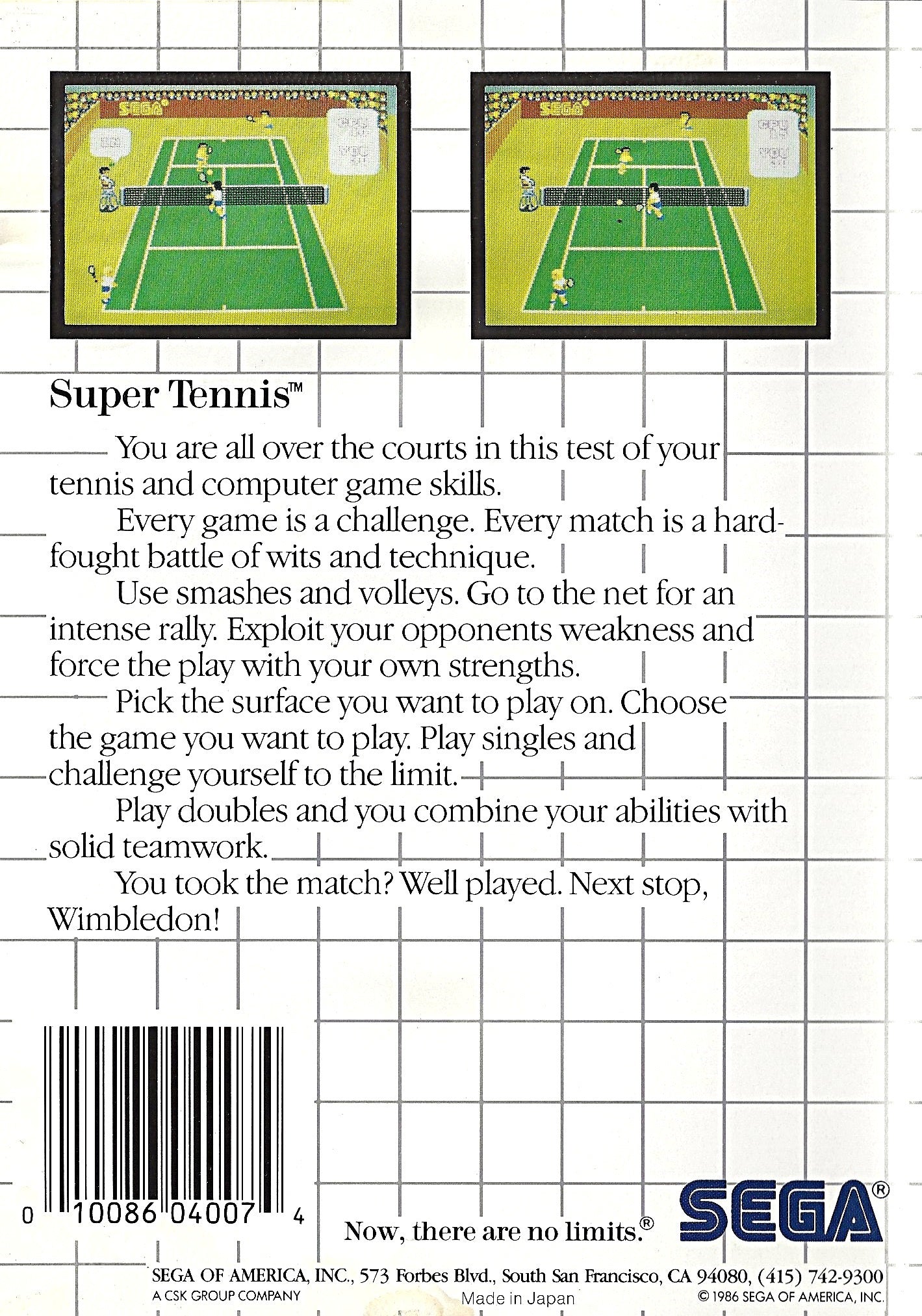 Super Tennis - Sega Master System