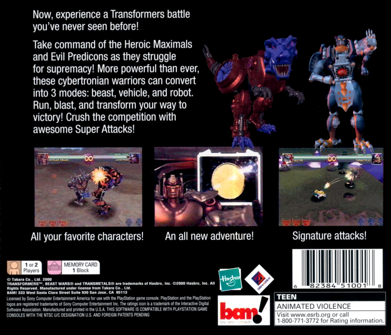 Transformers Beast Wars Transmetals - Playstation