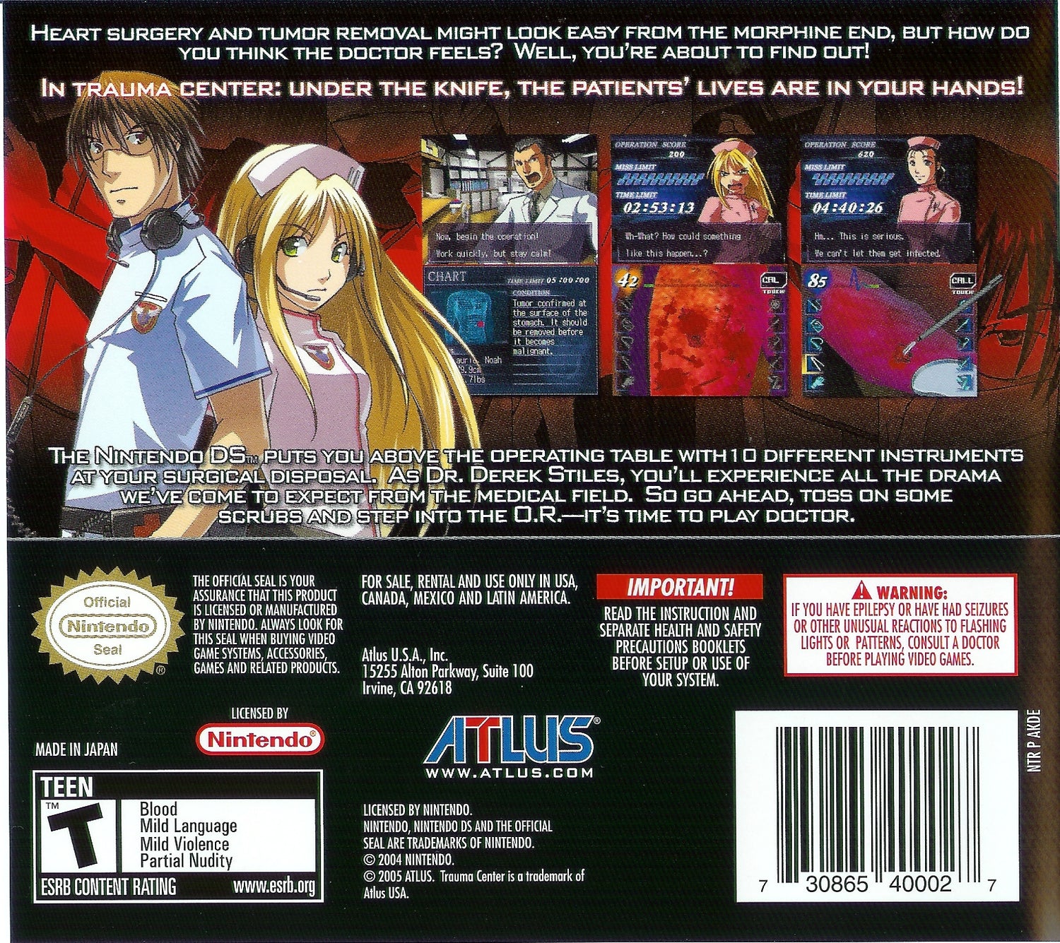 Trauma Center Under the Knife - Nintendo DS