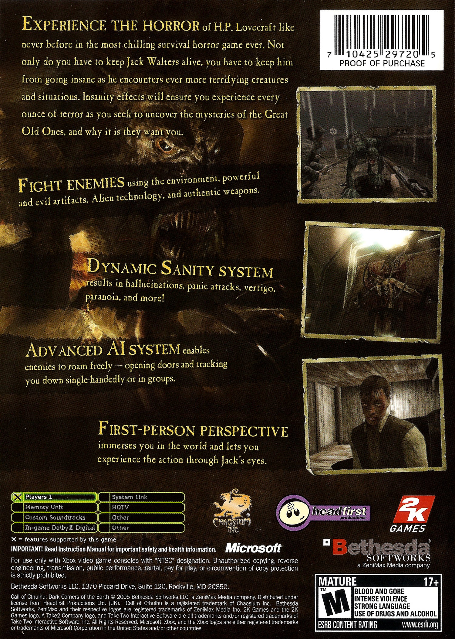 Call of Cthulhu Dark Corners of the Earth - Xbox