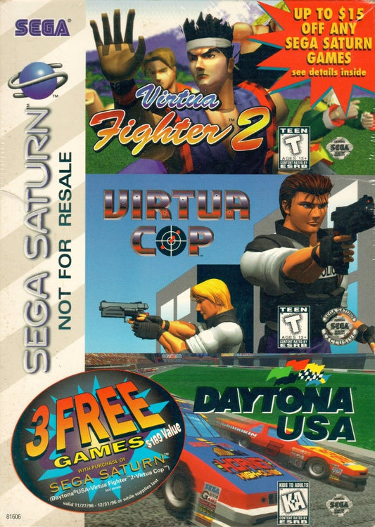 3 Free Game Pack [Virtua Cop, Virtua Fighter 2, Dayton USA] - Sega Saturn - Retro Island Gaming