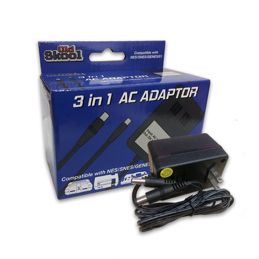 3-in-1 Universal AC Adapter for NES, SNES, and Genesis Model 1 - Old Skool - Retro Island Gaming