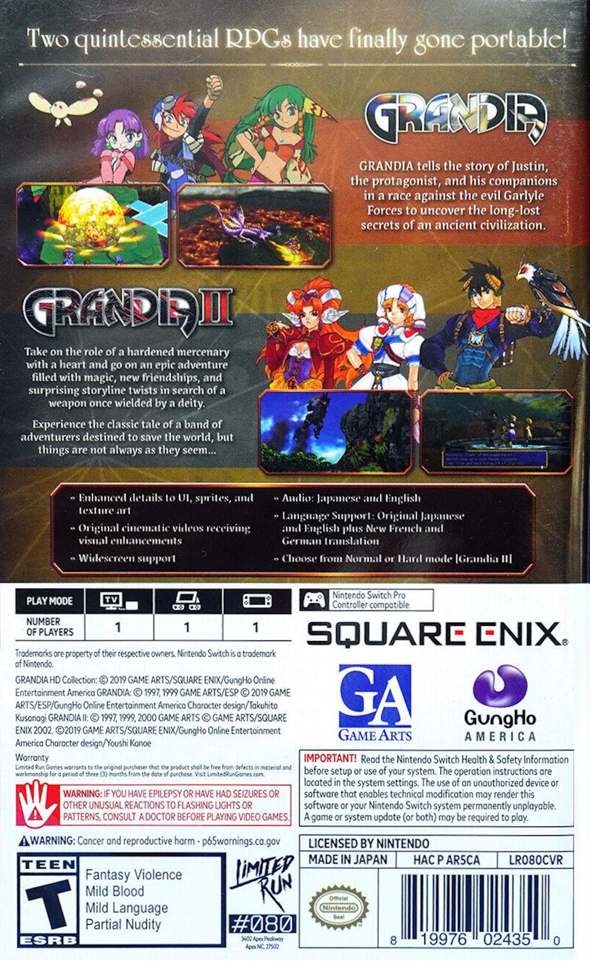 Grandia HD Collection - Nintendo Switch