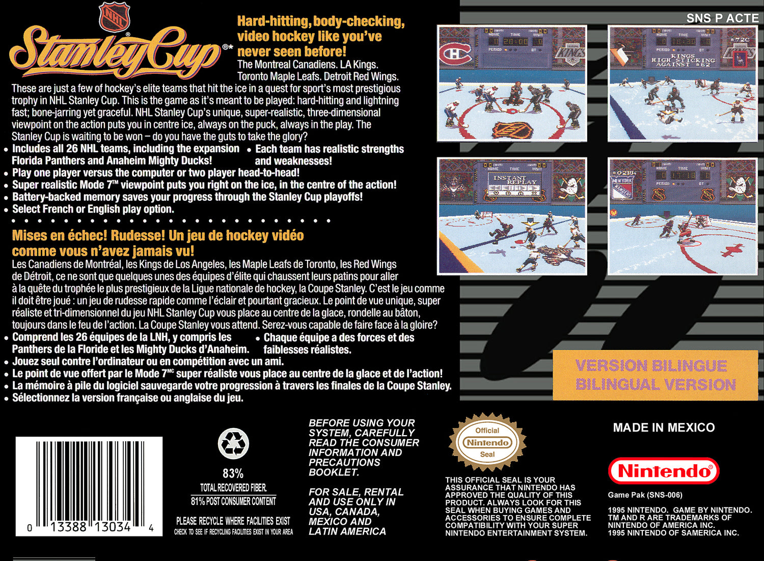 NHL Stanley Cup - Super Nintendo
