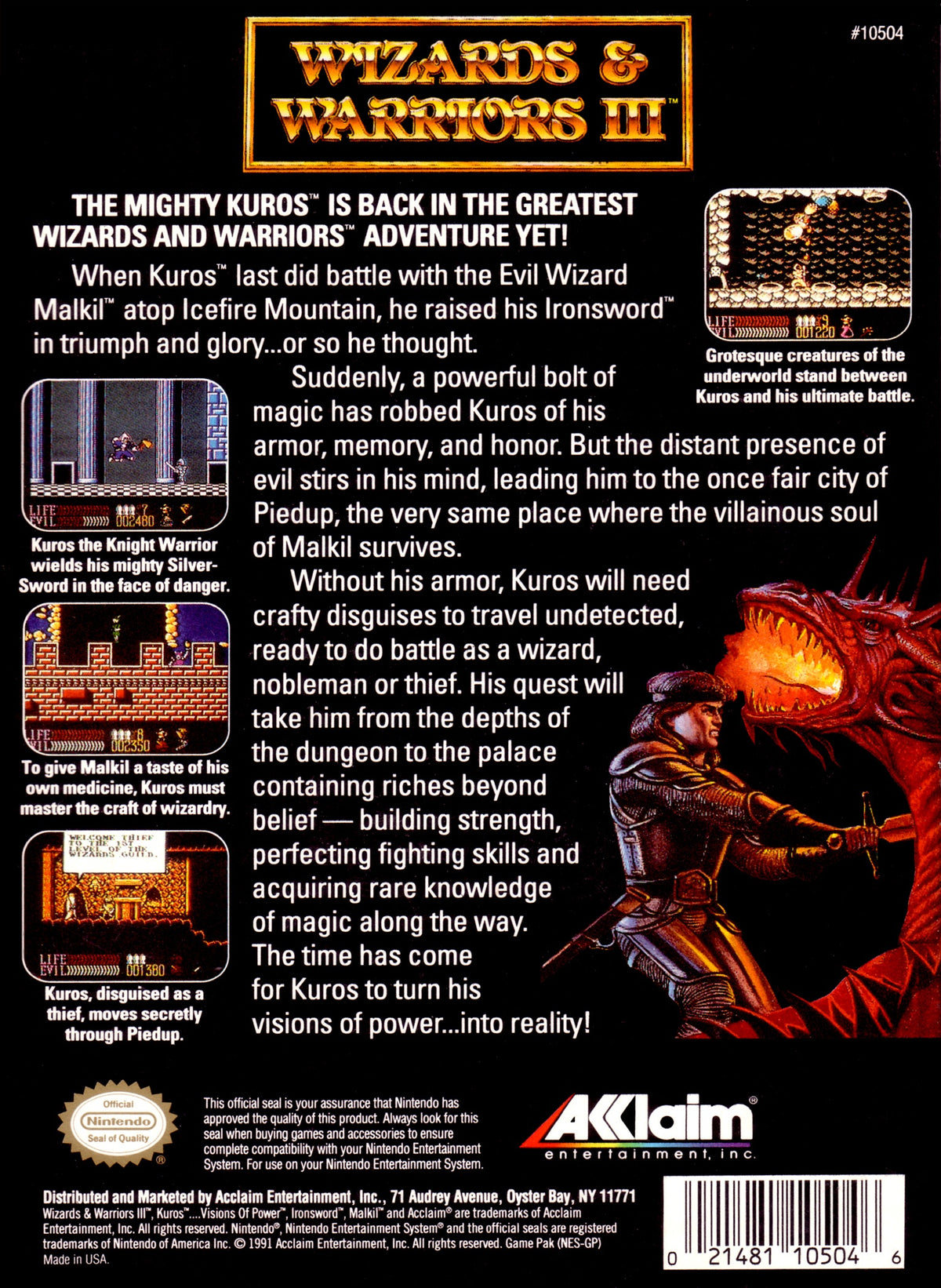 Wizards and Warriors III Kuros Visions of Power - NES