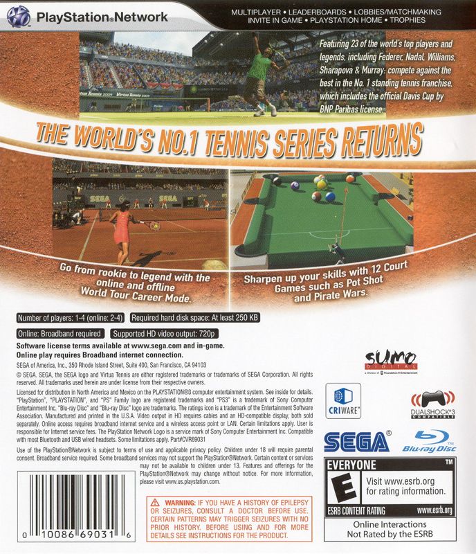 Virtua Tennis 2009 - Playstation 3