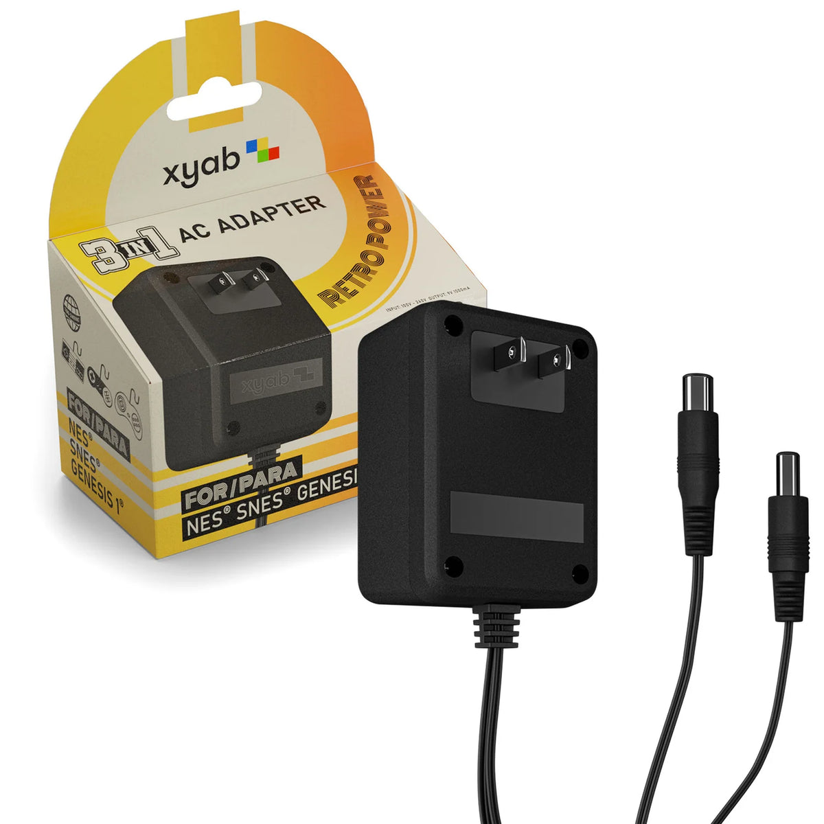 3-in-1 Universal AC Adapter for NES, SNES, and Genesis Model 1 - xyab - Retro Island Gaming