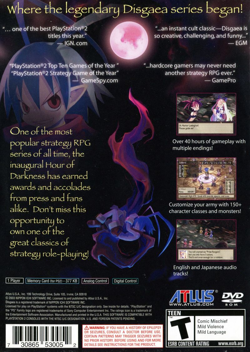 Disgaea Hour of Darkness - Playstation 2