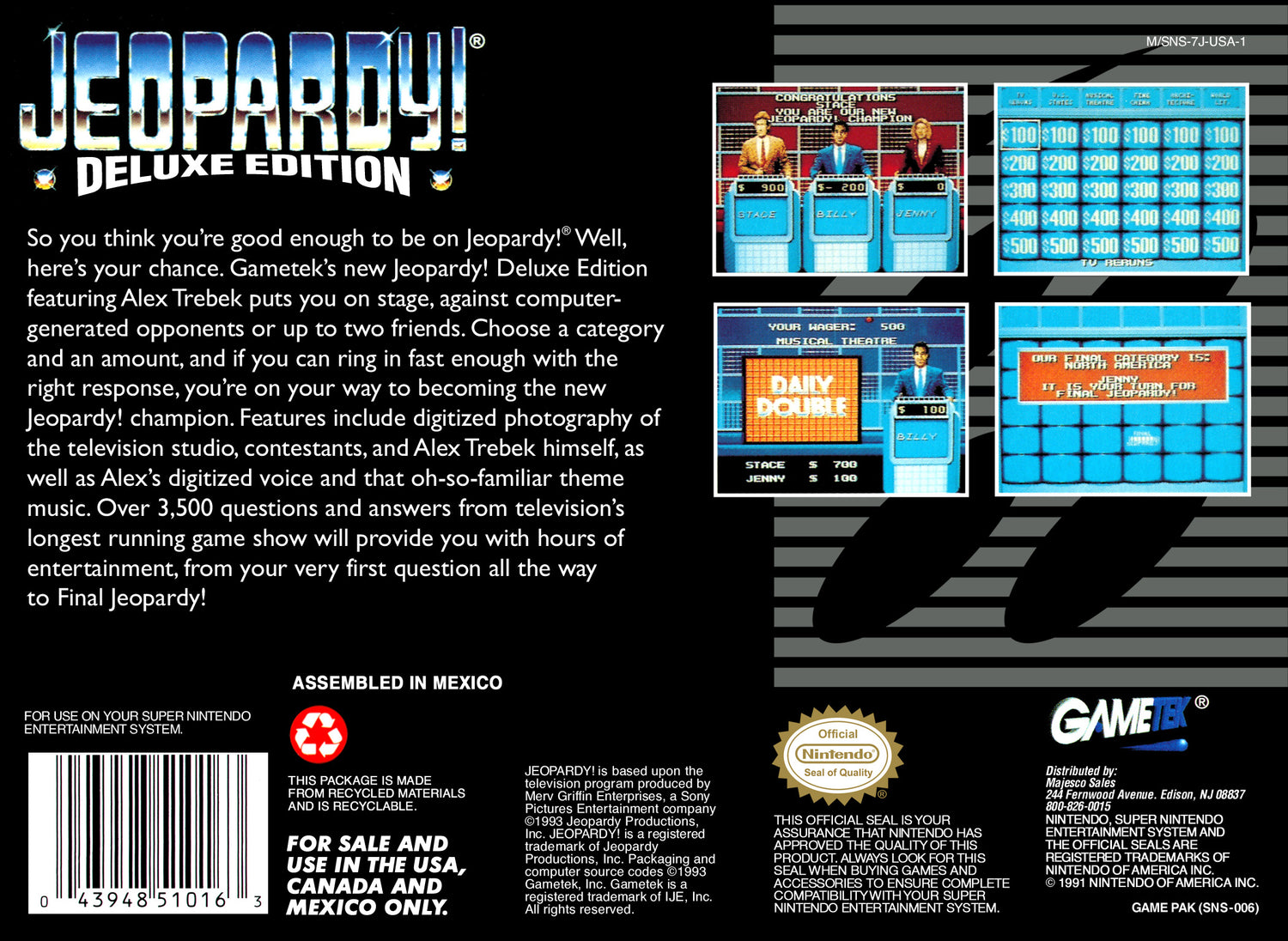 Jeopardy Deluxe Edition - Super Nintendo