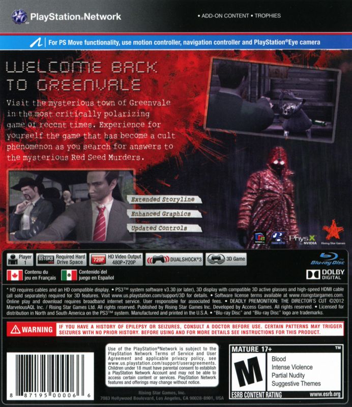 Deadly Premonition: Director's Cut - Playstation 3