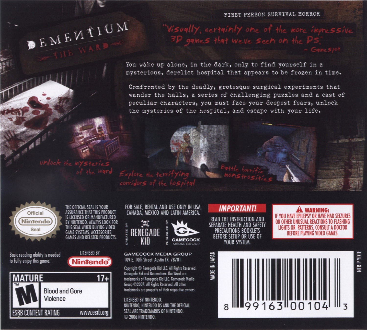 Dementium The Ward - Nintendo DS