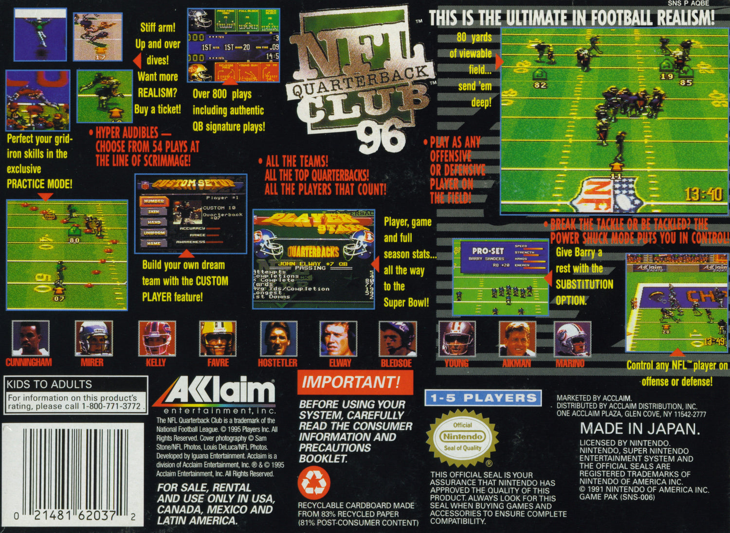 NFL Quarterback Club 96 - Super Nintendo
