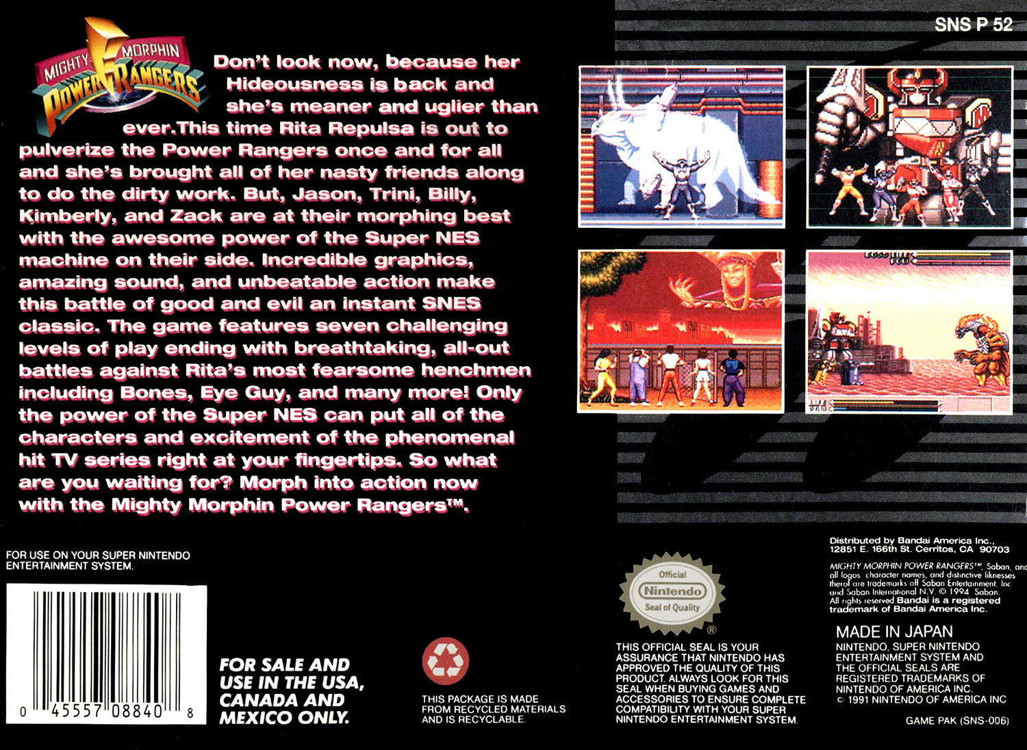 Mighty Morphin Power Rangers - Super Nintendo