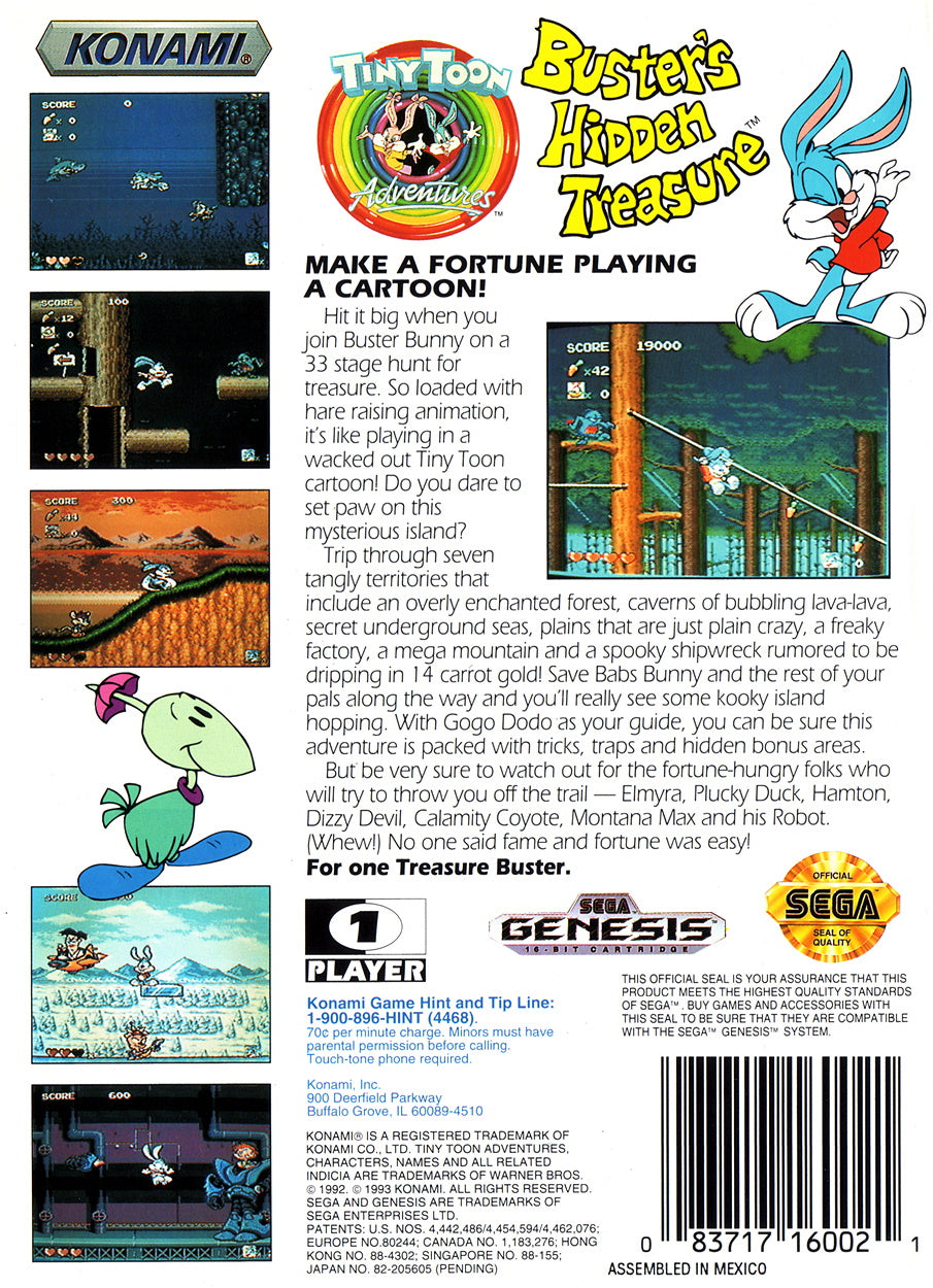 Tiny Toon Adventures Buster's Hidden Treasure - Sega Genesis