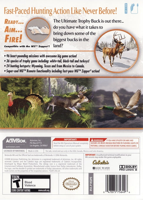 Cabela's Trophy Bucks - Wii