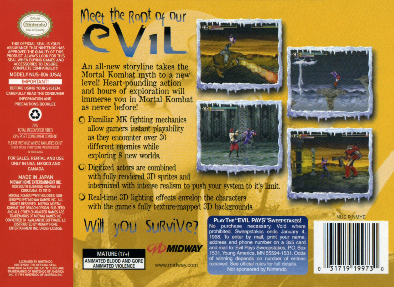 Mortal Kombat Mythologies: Sub-Zero - Nintendo 64