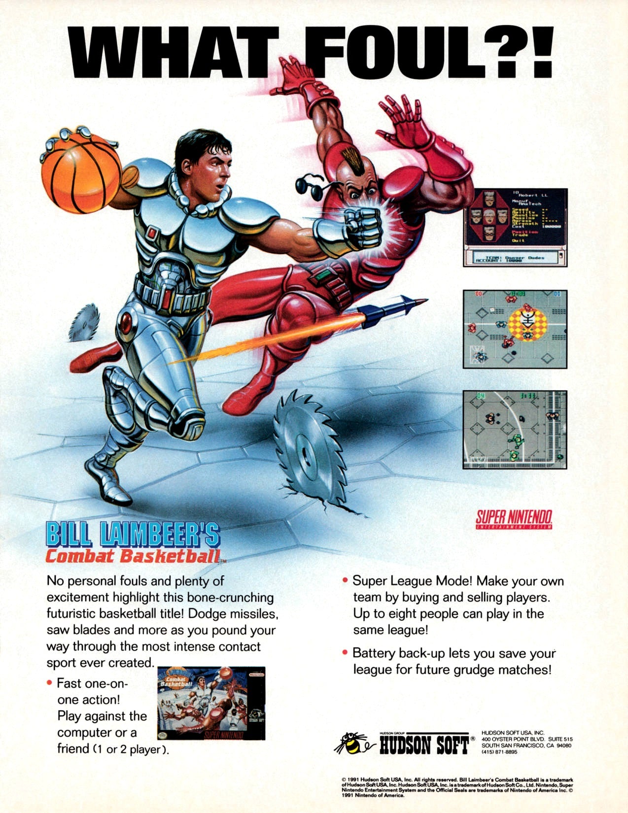 Bill Laimbeer's Combat Basketball - Super Nintendo