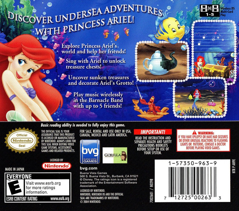 Little Mermaid Ariel's Undersea Adventure - Nintendo DS