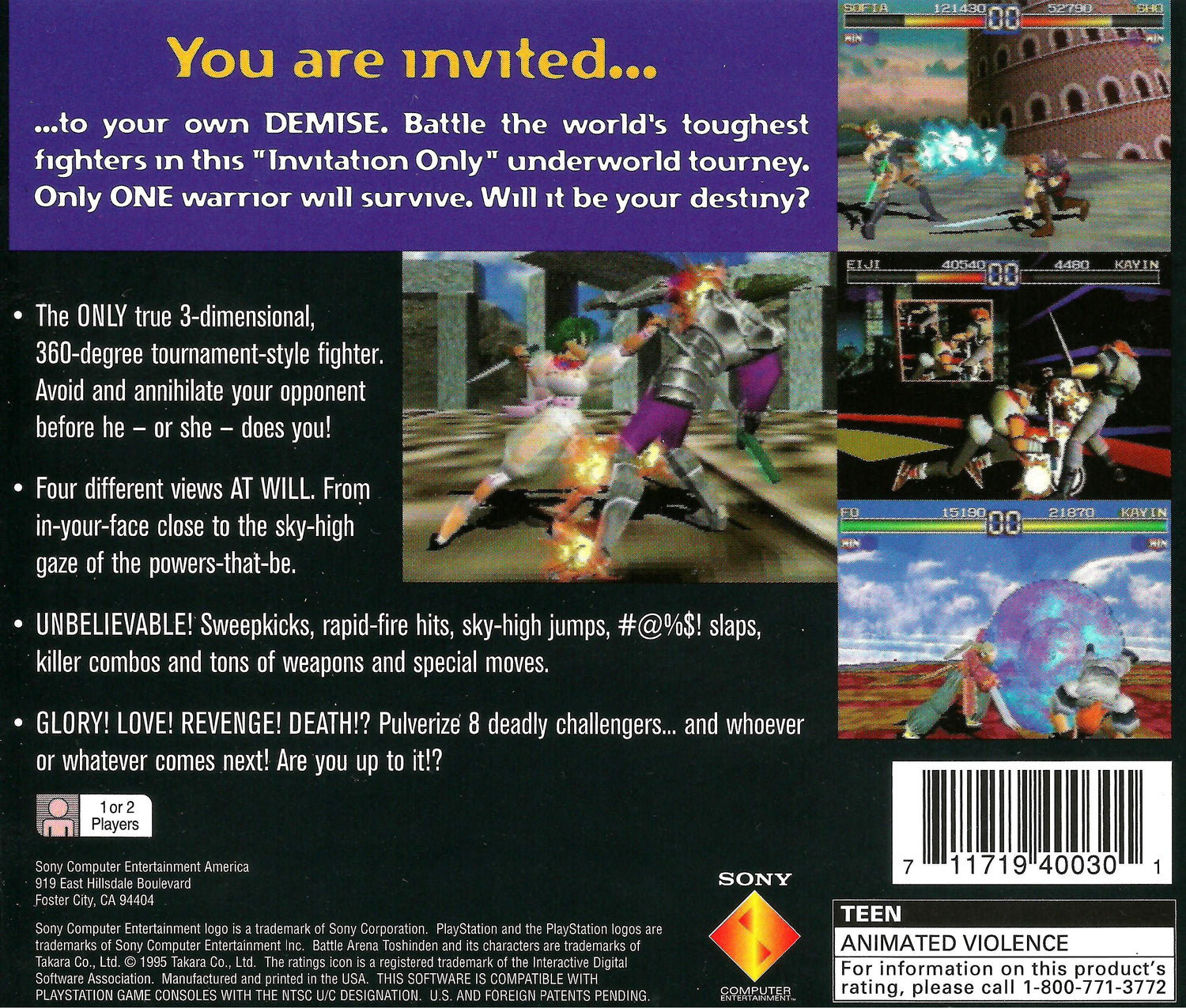 Battle Arena Toshinden [Not for Resale] - Playstation